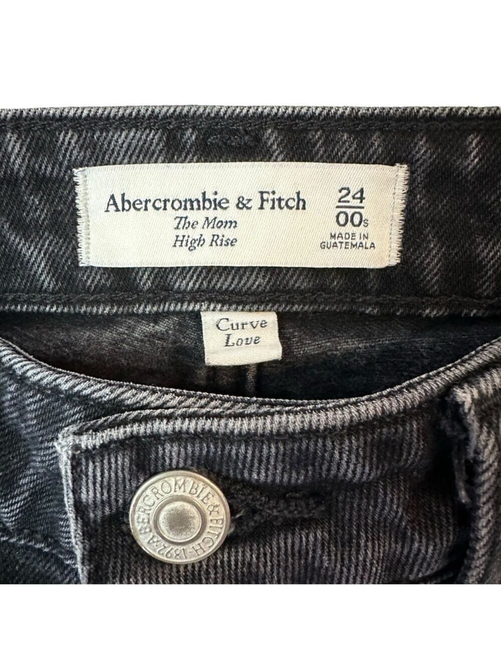 Abercrombie & Fitch Curve Love The Mom High Rise Black Jeans Size 24/00 Short - Picture 7 of 7